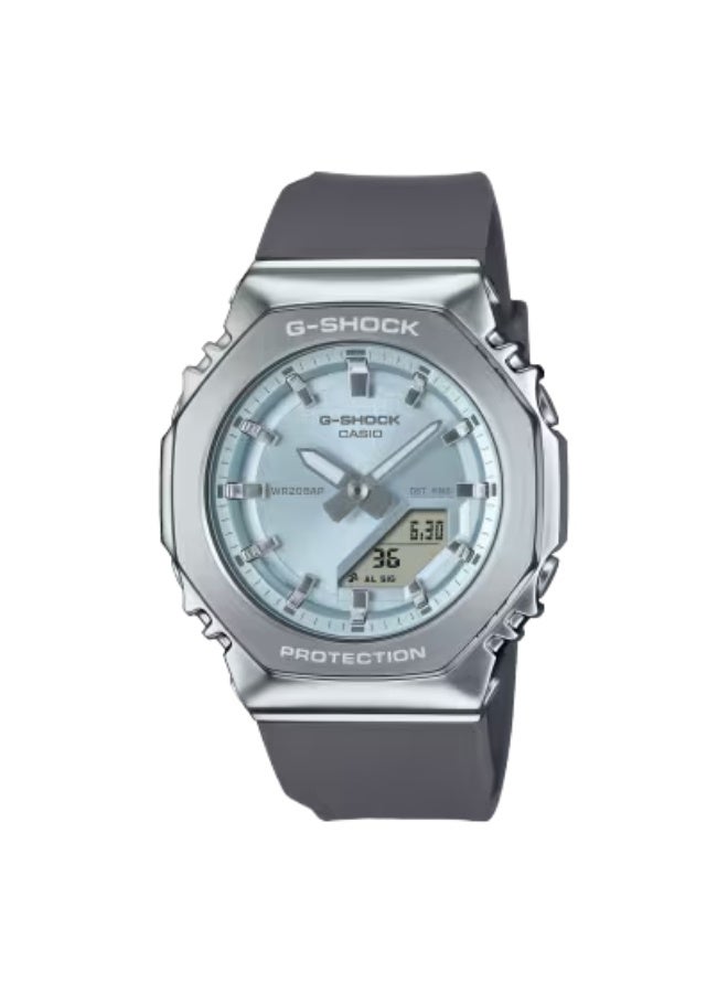 CASIO G-SHOCK GM-S2110-2AER Women’s Compact, Bio-Based Resin Band (Blue Tone), Dial (Blue Tone), Metal Bezel, Shock Resistant, 200m Water Resistance, World Time, Stopwatch, Timer, LED Light